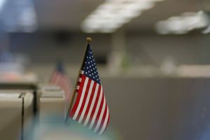 American flag in office