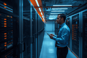 Data center networking professional inside data center 