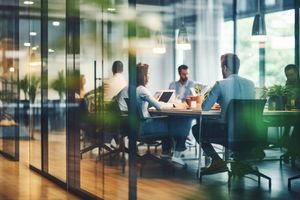 Office building, employees at desks