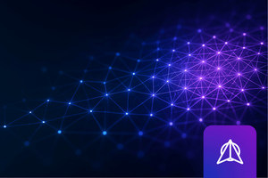 Abstract illustration of a glowing blue-to-purple network mesh representing a connected digital fabric.