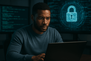 Man looking at a computer