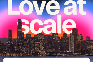 Event promo graphic reading 'Love at scale' over a nighttime San Francisco skyline, with the date 'Friday, March 13th' and a banner reading 'A hackathon hosted by' alongside the Lovable and Swenode.AI logos.