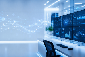 Network observability workspace with real-time analytics dashboards and connected data visualizations.