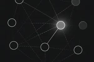 A network diagram showing interconnected microservices with visible data flow paths between service nodes