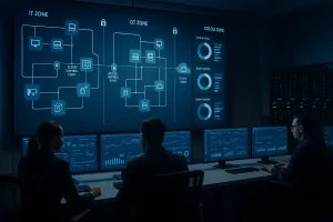 A federal security operations center where analysts monitor a network