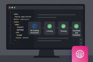 graphic showing the simplified workflow of validated Ansible content using the coding agent.