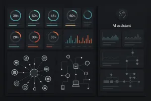 A network operations dashboard displaying unified IT infrastructure monitoring data