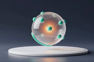 Transparent sphere with connecting nodes, representing advanced AI storage technology.