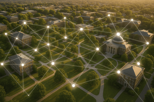 Photo of university campus with Fortinet Secure SD-WAN protection